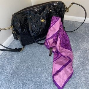 Coach Black Patent Leather Bag and scarf